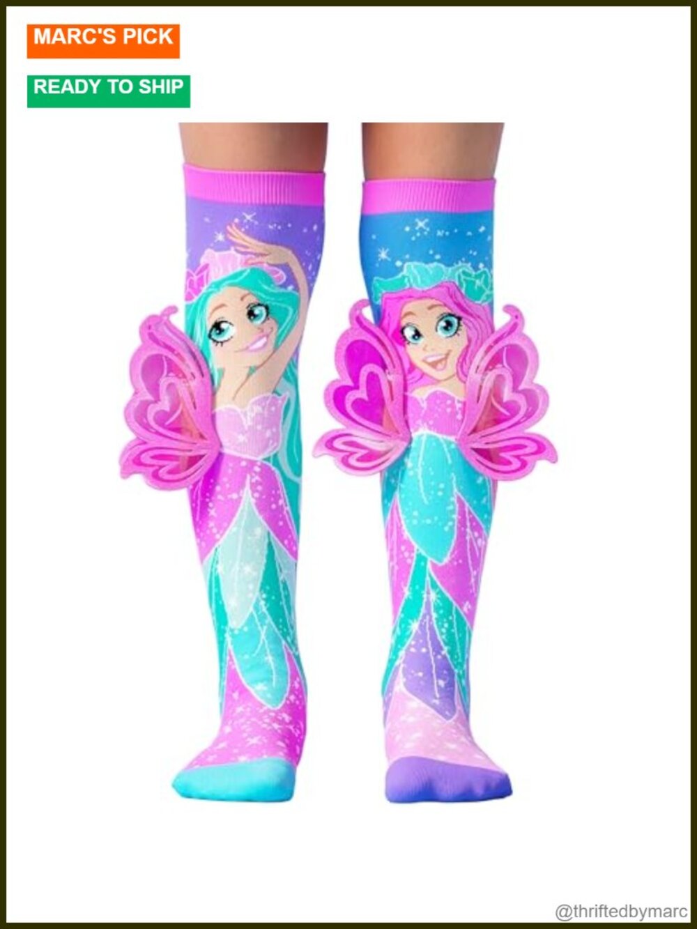 Madmia Fairy Knee-High Socks Nylon Stretch Fun Dress-Up Crazy Sock Day Gift